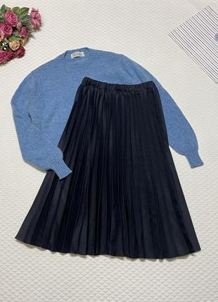 Женская темно-синяя плиссированная  юбка от damart 🩷 размер  uk 14 / наш m-l