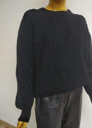 Saint james франция теплый базовый шерстяной вязаный оверсайз свитер кофта пуловер темно синего цвета 100% шерсть s m l4 фото
