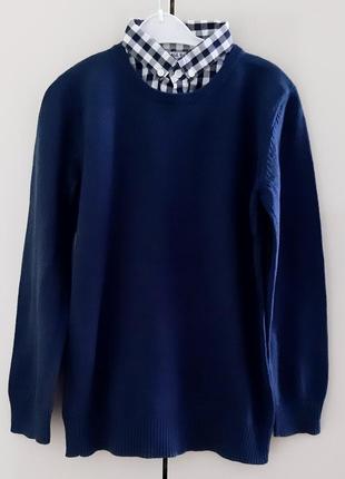 Стильный свитер с рубашкой-обманкой authentic 128-134 размера.2 фото