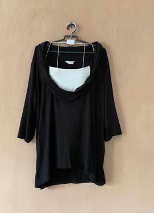 Блуза черного цвета оманка вискоза батал большого размера 58 60