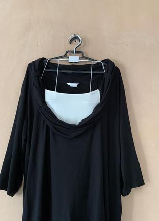 Блуза черного цвета оманка вискоза батал большого размера 58 602 фото