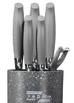 Ножі кухонні, набір ножів із 7 предметів zepline zp-046, ножі для кухні зі стійкою3 фото