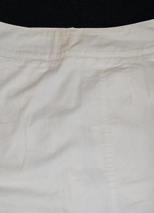Белая котоновая короткая юбка с карманами9 фото