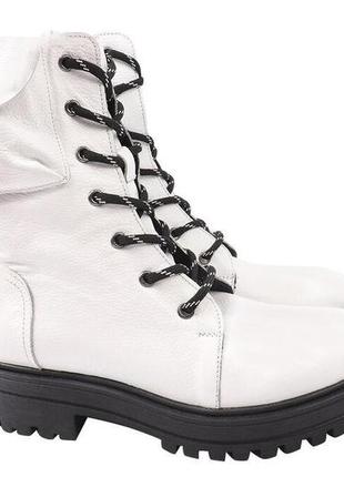 Ботинки женские из натуральной кожи, на платформе, белые, высокие, турция endican, 39