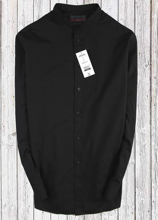 Черная рубашка с воротничком стойка