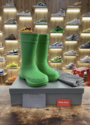 Гумові чоботи balenciaga x crocs rain boots green1 фото