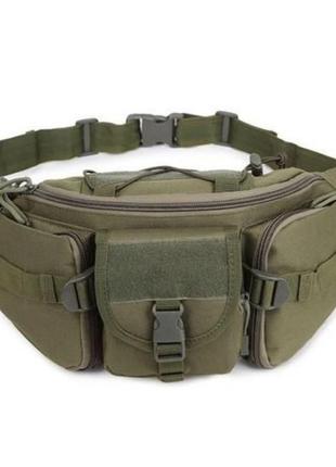 Поясная сумка тактическая с molle, сумка бананка, объем 5 л, зеленая сумка армейская, военная сумка на пояс