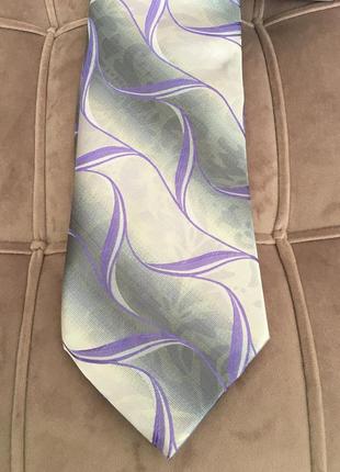 Краватка чоловічий світло-сірий, з візерунками бузковими3 фото