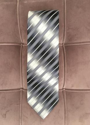 Краватка чоловічий сірий в смужку широкий