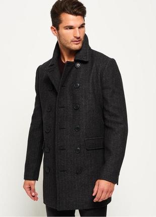 Чоловіче пальто двубортне пальто superdry л розмір2 фото