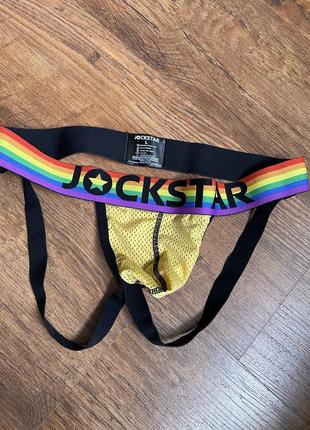 Jockstrap трусы стринги мужские pride rainbow jockstar желтые сеточка открыты