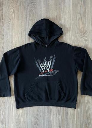 Мужская винтажная хлопковая худи с принтом world wresling entertainment