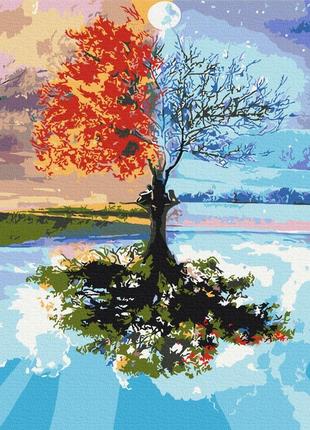 Картины по номерам "дерево сезонов" раскраски по цифрам. 40*50 см.украина