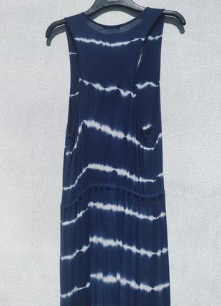 Длинное трикотажное синее платье в полоску south англия на высокий рост6 фото