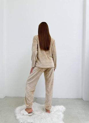 Теплая пижама махровая кофта свободного кроя брюки с высокой посадкой на резинке джоггеры свободного кроя8 фото
