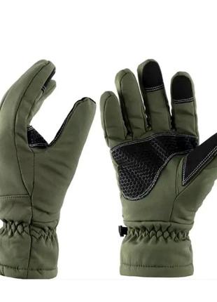 Зимові теплі тактичні рукавички softshell олива / мультикам сенсорні рукавички на флісі зсу софтшел