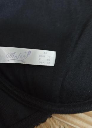 Anfen комплект женского нижнего белья черный с бордо на пушапе размер 70b7 фото