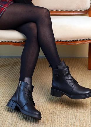 Ботинки женские байка черные8 фото
