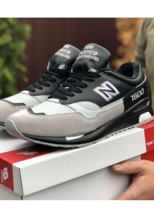 Кроссовки мужские в стиле new balance 1500 черные с бежевым весна/лето/осень