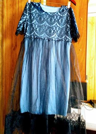 Платье с фатином   кружевом1 фото