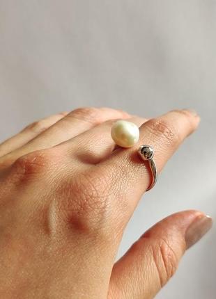 Серебряное кольцо с натуральной жемчужиной2 фото