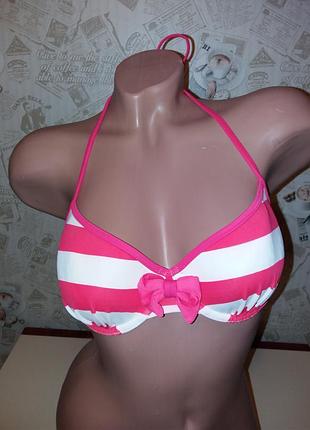 Верх купальника в полоску hollister р. 10-12(м-l)+- чашка b/c