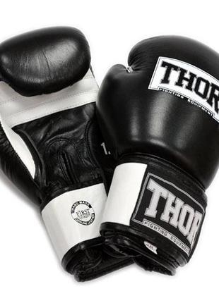 Перчатки боксерские thor sparring 14oz /pu /черно-белые1 фото