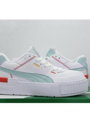 Кроссовки женские демисезонные puma cali sport mix белые с мятой весна/лето/осень4 фото