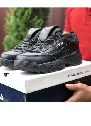 Чоловічі кросівки fila disruptor 2 чорні весна/літо/осінь взуття чоловіче розмір 44 45