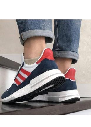 Чоловічі кросівки adidas zx 500 сині,червоні з білою підошвою весна/літо/осінь3 фото