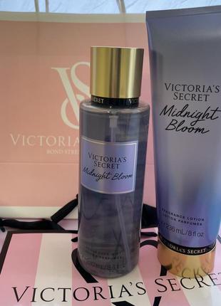 Подарочный набор виктория сикрет,спрей и лосьон для тела victorias secret midnight bloom