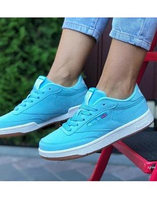 Кроссовки женские reebok workout classica голубые с белой подошвой весна/лето/осень размер 37 38