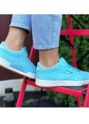 Кроссовки женские reebok workout classica голубые с белой подошвой весна/лето/осень размер 37 382 фото