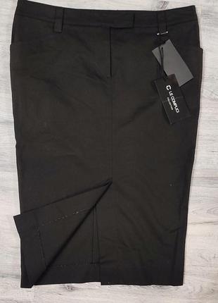 Фирменная стильная черная юбка юбка карандаш разрез деловая офисная повседневная нарядная