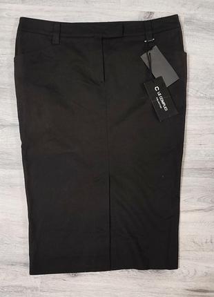 Фирменная стильная черная юбка юбка карандаш разрез деловая офисная повседневная нарядная2 фото