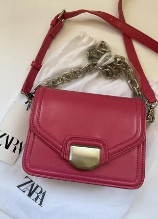 Женская сумка zara через плечо розового цвета barbie подарок1 фото