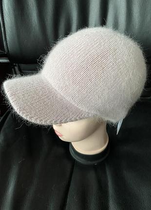 Бейсболка ангорова ,подвійна ,колір-перлина