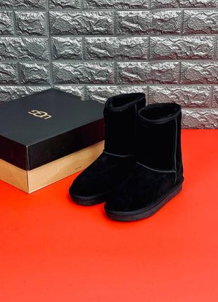 Женские чёрные угги ugg australia  натуральный замш