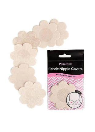 Одноразовые наклейки на грудь на соски fabric nipple covers от perfection 3 пары бежевые one size3 фото