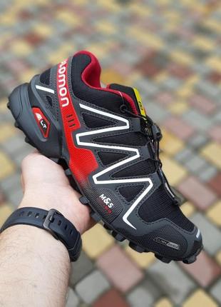 Кросівки salomon speedcross 3 чорні з червоним4 фото