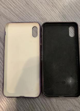 Чохол глянцевий з логотипом glossy silicon case для iphone xs max violet стекло и силикон5 фото