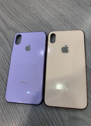 Чохол глянцевий з логотипом glossy silicon case для iphone xs max violet стекло и силикон