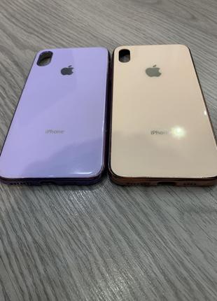 Чохол глянцевий з логотипом glossy silicon case для iphone xs max violet стекло и силикон4 фото