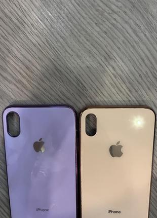 Чохол глянцевий з логотипом glossy silicon case для iphone xs max violet стекло и силикон6 фото