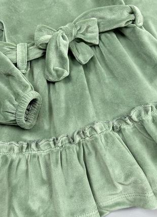 Сукня велюрова олива2 фото