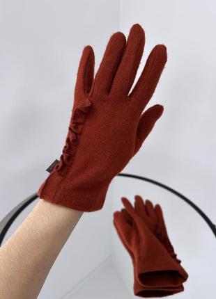 Вовняні рукавички в рудому кольорі5 фото