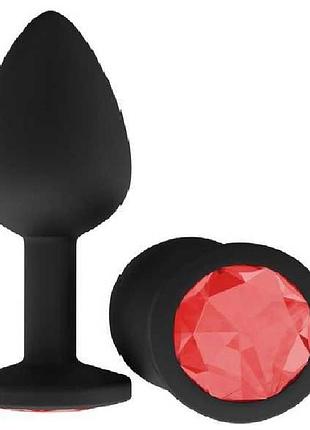 Анальная пробка с кристаллом силиконовая чёрный разные цвета m (7х3см)