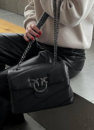 Жіноча сумка pinko puff black logo bag1 фото