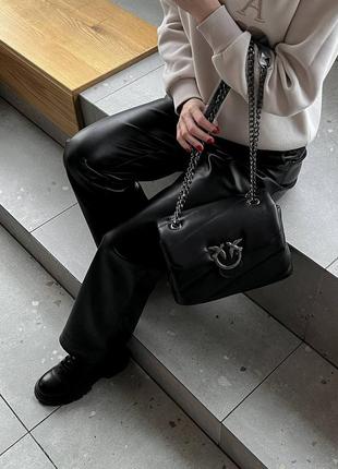 Жіноча сумка pinko puff black logo bag5 фото