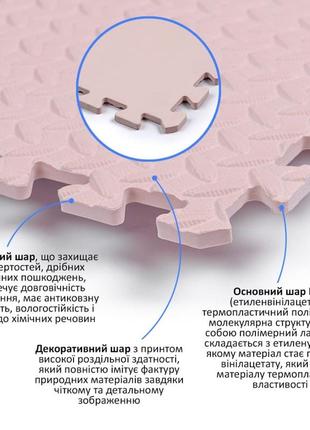 Ковер пазл, пол пазл - модульное напольное покрытие 600 x 600 x 10мм, розовый